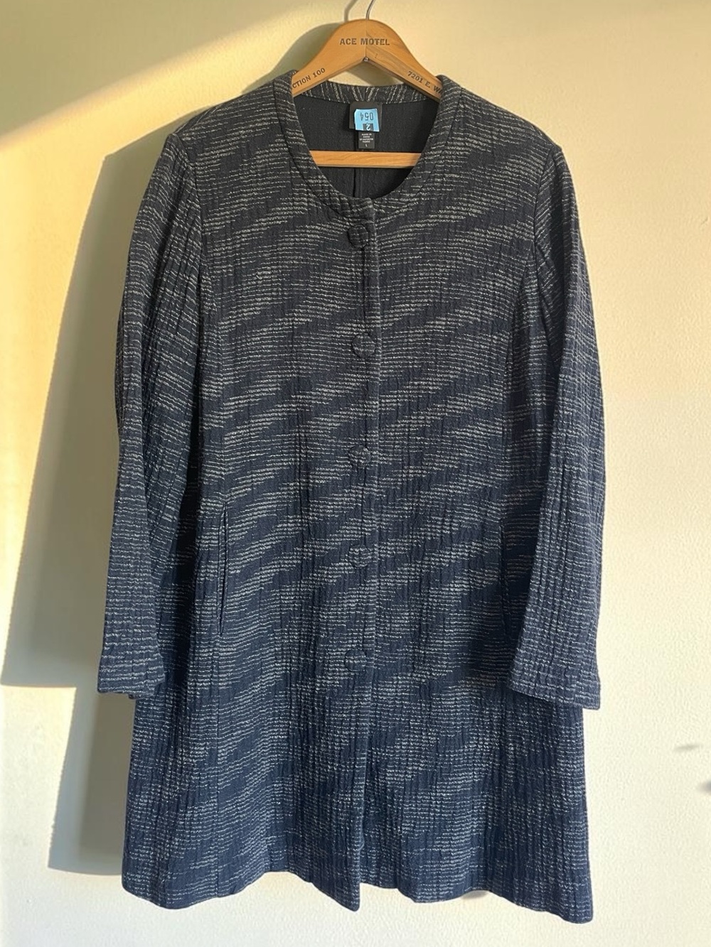 Eileen Fisher Dark Gray Textured Long-Sleeve cardigan size large